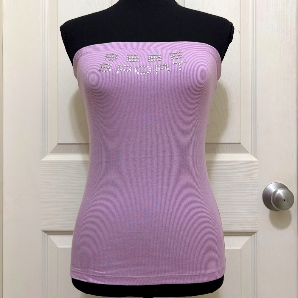 NEW Bebe Sport Rhinestone Tube Top S M L Purple Lavender Vintage Y2K McBling USA